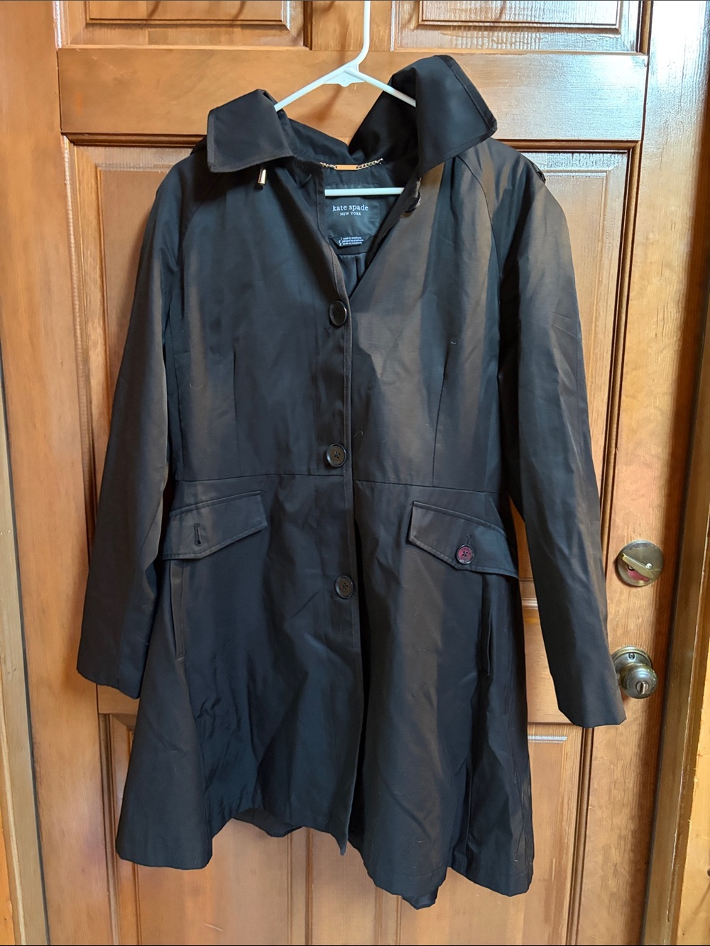 kate spade Black Single-Breasted Trench Coat